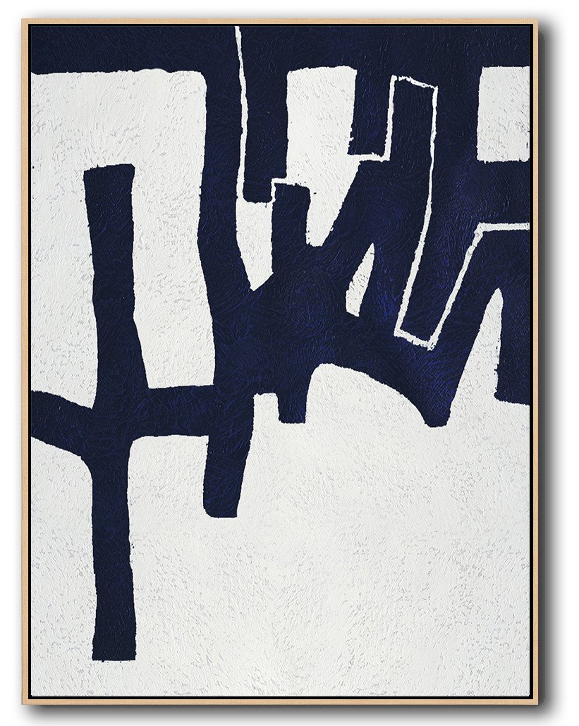 Buy Hand Painted Navy Blue Abstract Painting Online - What Is Abstract Painting Huge
